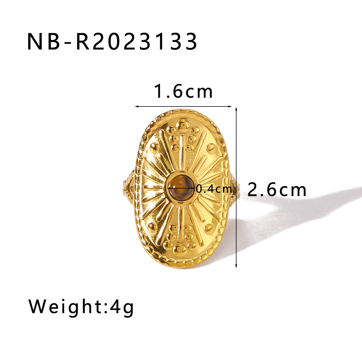 Wholesale Stainless Steel Plated 18k Gold Inlaid Natural Stone Open Adjustable Rings ACC-RS-XinY017