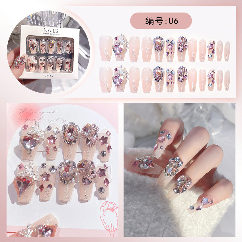 Wholesale 24 Pieces/box Large Diamond Nail Patches Press-on Nails Kits Nail Stickers ACC-NS-DiNa004