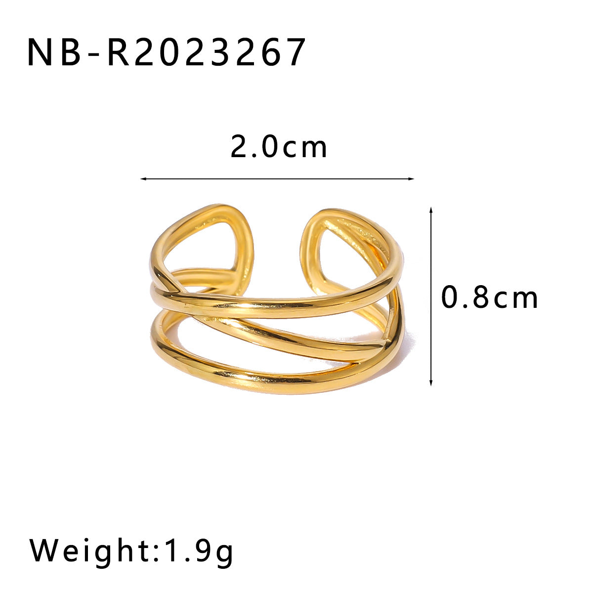 Wholesale geometric irregular water drop line hollow titanium steel  ring