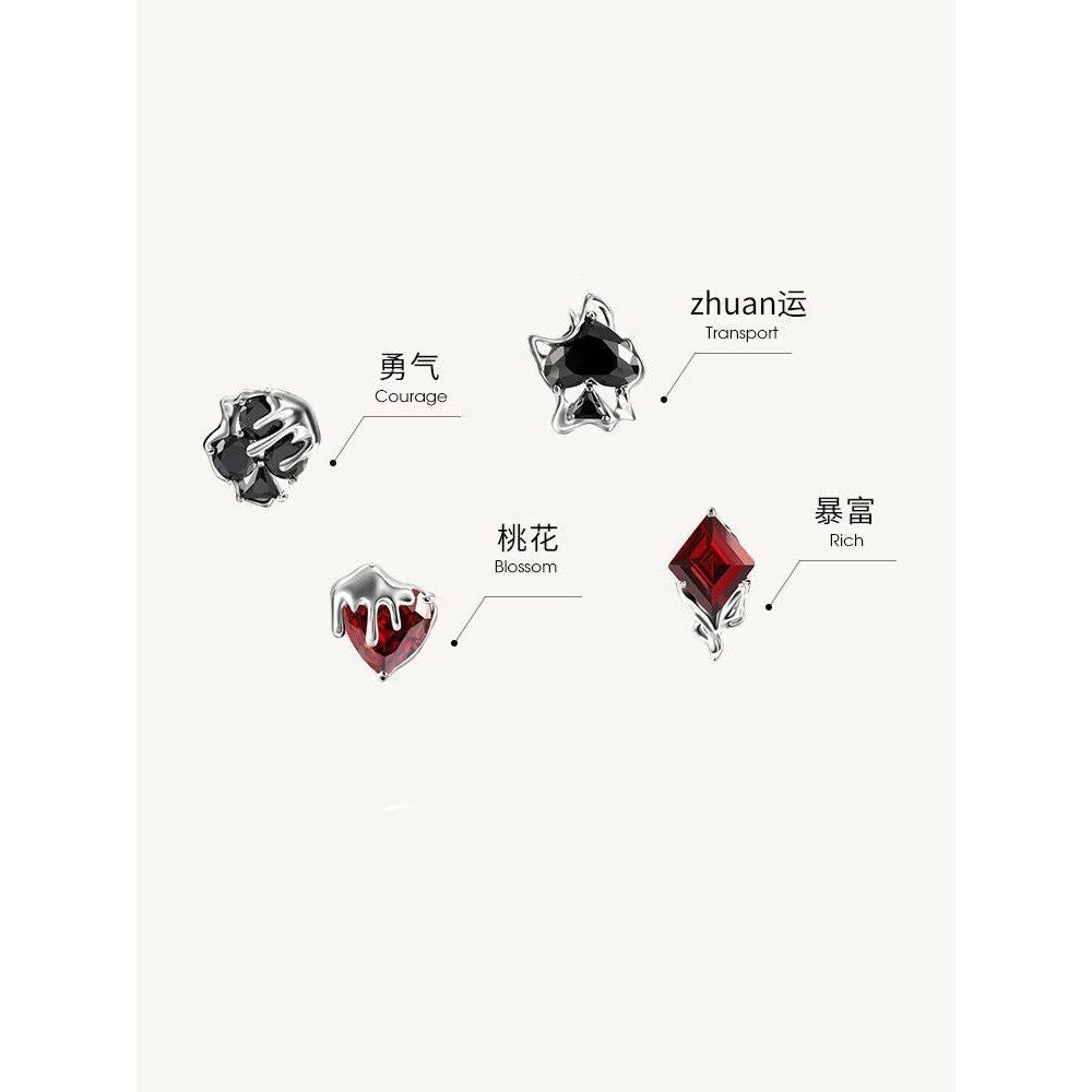 Wholesale Berry Y2K Trendy Cool Black and White Contrast Color Peach Heart  Earrings