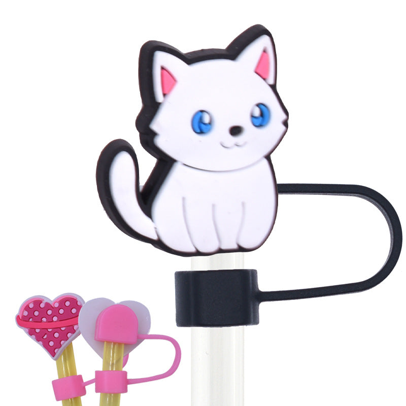Wholesale Random 100pcs Animal Pet Cat Straw Cover 10MM Straw Tube Cap
