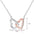 Wholesale S925 Silver Heart to Heart Double Ring Silver Necklace