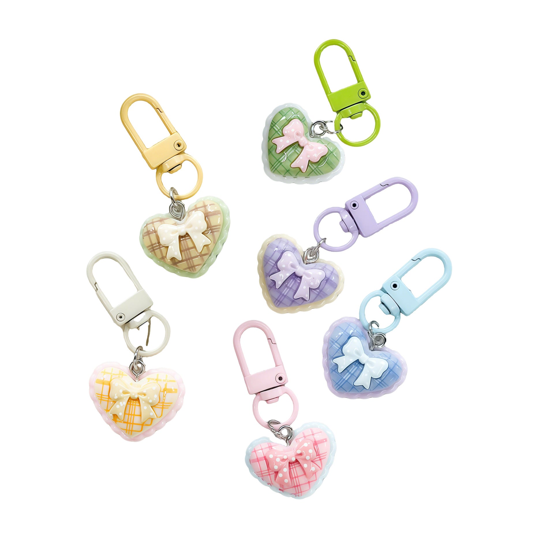 Wholesale Korean-Style Heart Shaped Bow Keychain Bag Charm Cute Plastic Resin Dripping Oil Gift for Friends