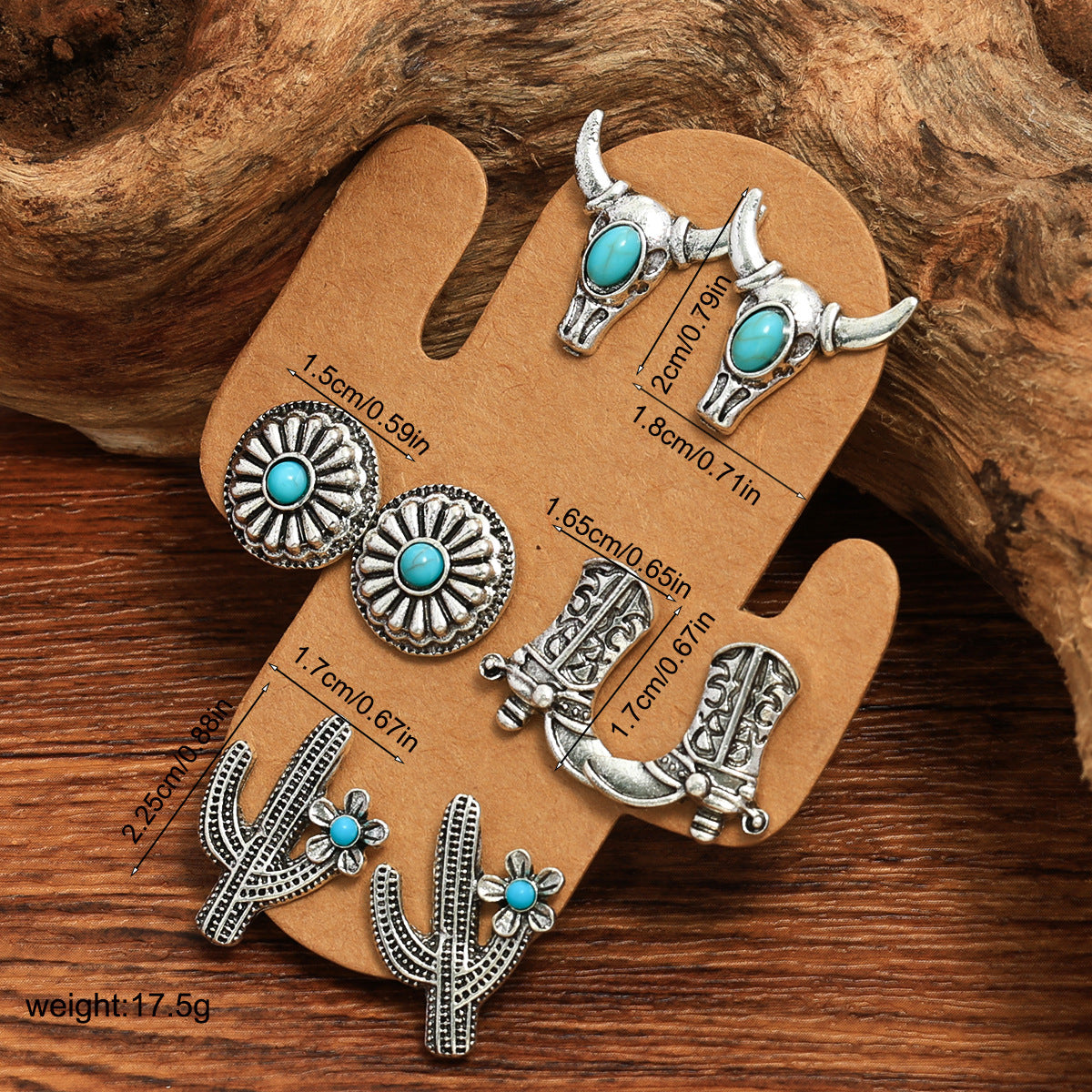 Wholesale Turquoise Cactus Four-Piece Earring Set