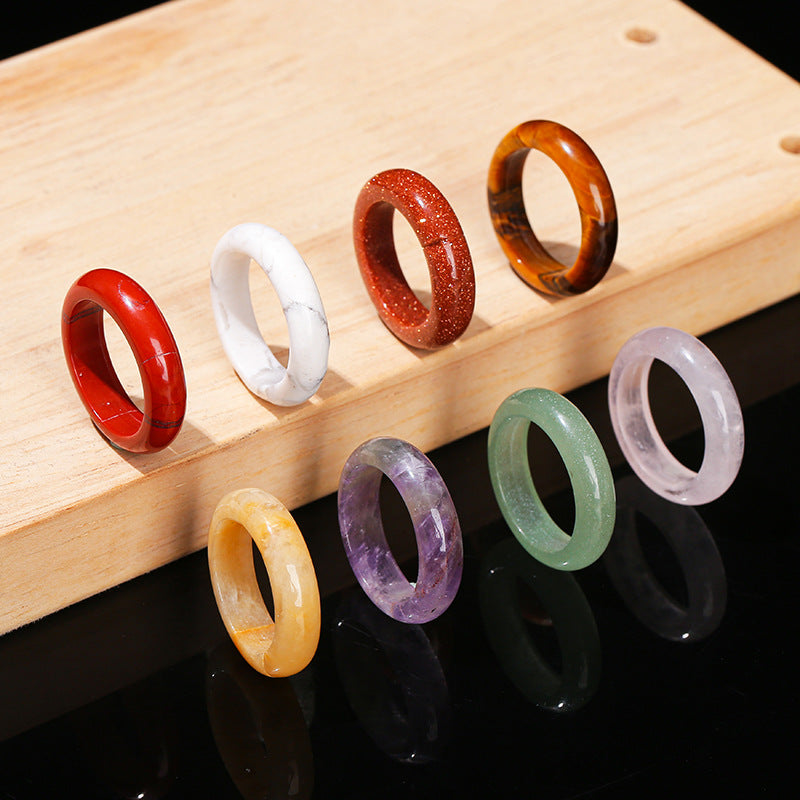 Wholesale Agate Plain Circle Ring Unisex Minimalist Ring Fashion Jewelry Accessory Gift Boutique