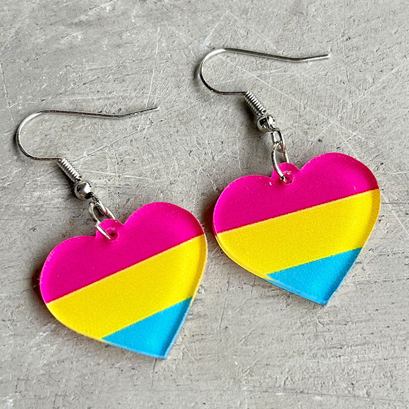 Wholesale 2 Pairs/pack LGBT Rainbow Heart Acrylic Earrings ACC-ES-HY065