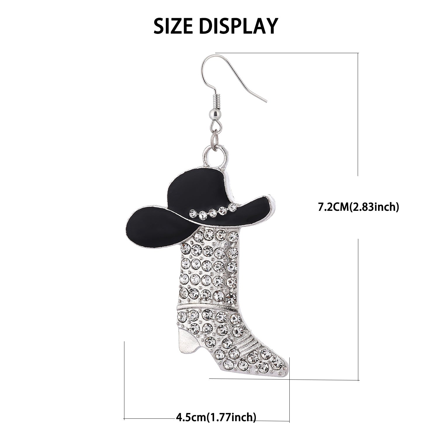 Wholesale western boots pendant earrings creative full diamond earrings