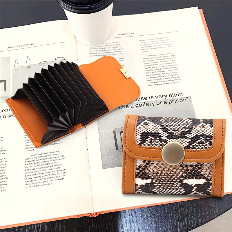 Wholesale snakeskin accordion card holder vintage small wallet
