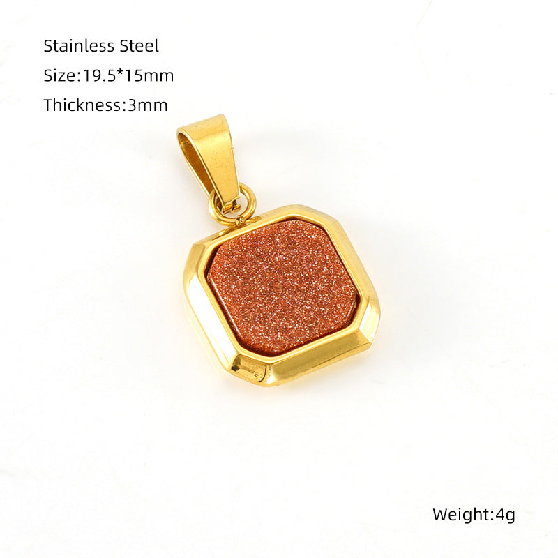 Wholesale Cross-border European and American stainless steel geometric square pendant niche design sense light luxury old money style titanium steel High sense jewelry