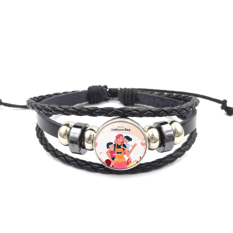 Wholesale Mother's Day  vintage punk style multi-layer beaded woven bracelet