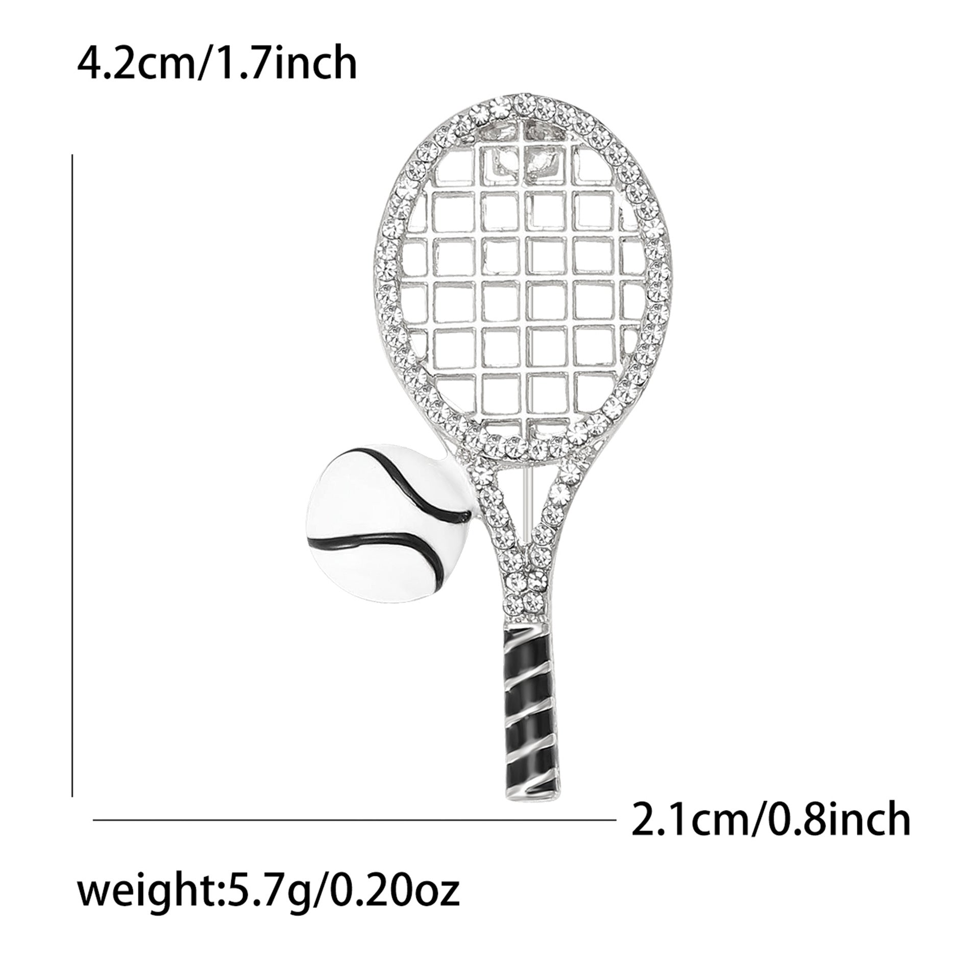 Wholesale Modern Fashion Gold Tone Alloy Rhinestone Tennis Racket Brooch Pin Casual Chic Unisex Clothing Accessory