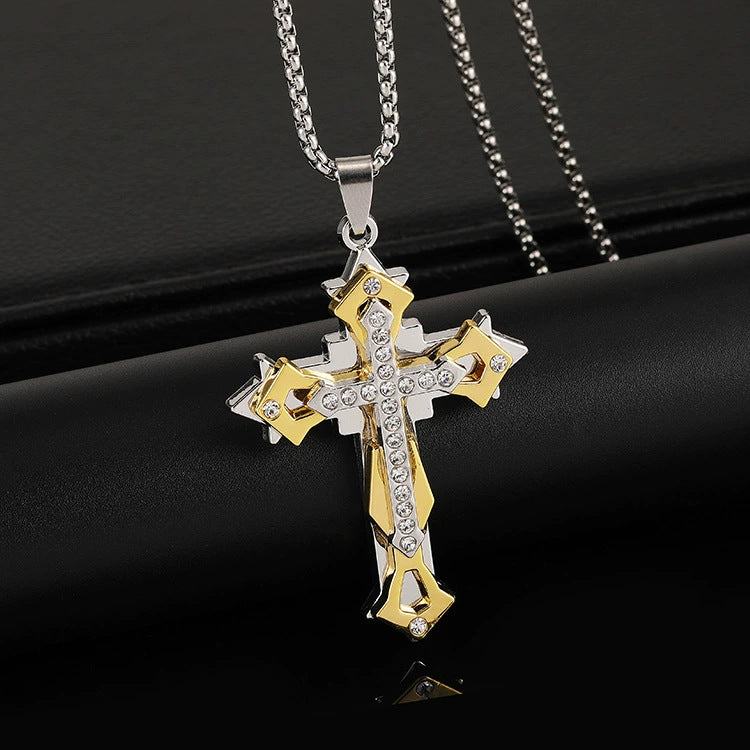 Wholesale Titanium Steel  Cross Necklace  Hip-Hop All-Match Pendant Necklaces
