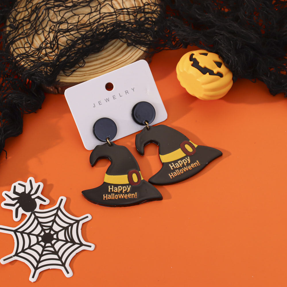 Wholesale  Acrylic Pumpkin Lantern Bat Earrings