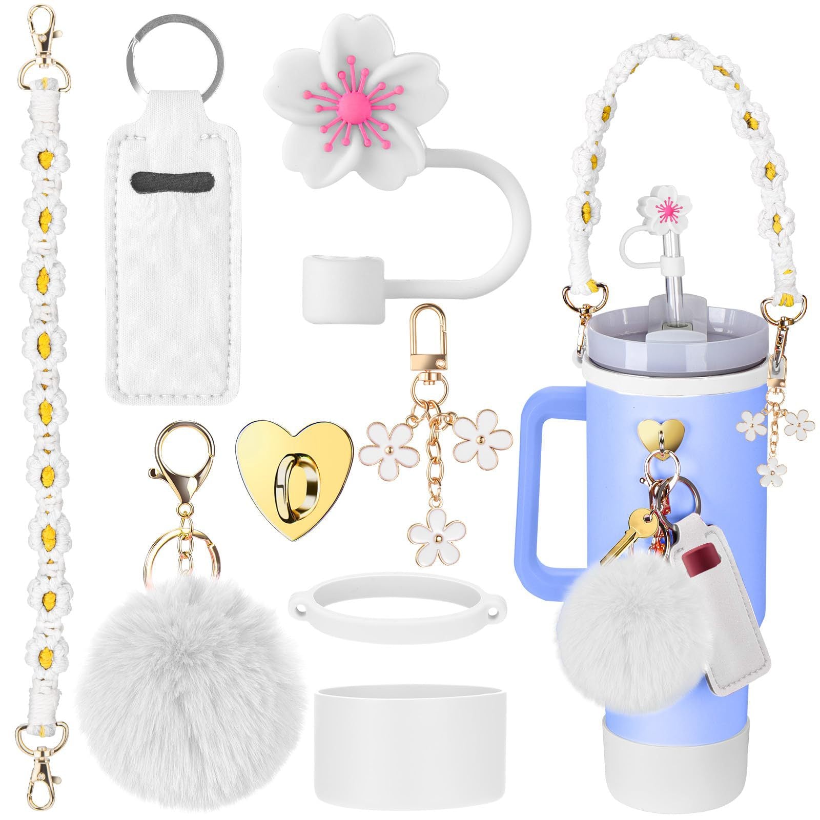 Wholesale 8-piece Cup Set Keychain Lipstick Set Straw Cap Portable Cup Chain Set ACC-CA-FenRui001