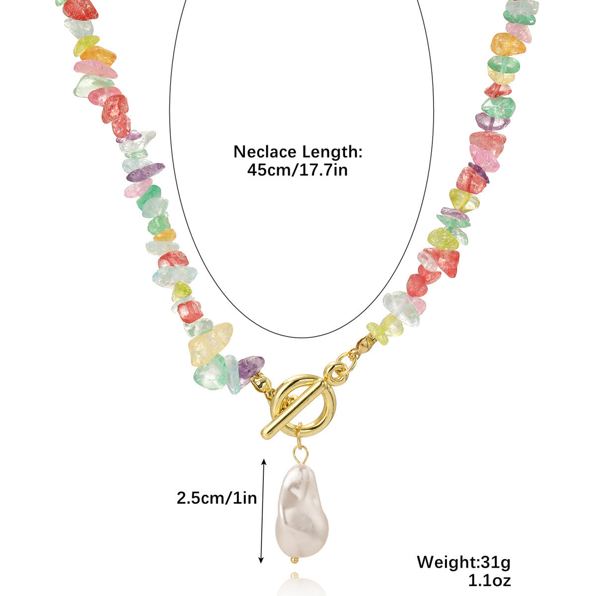 Wholesale  Necklace Bohemian Style Colorful Gravel Ins Necklace Women' s Natural Stone Beaded Necklace