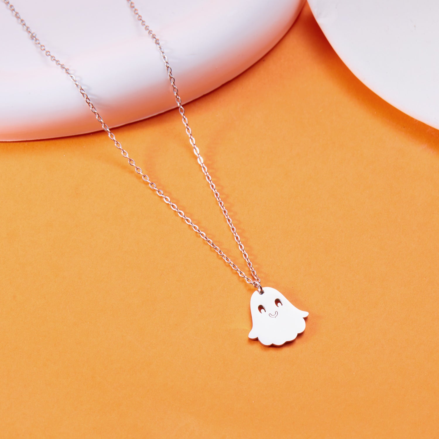 Wholesale Stainless Steel  Ghost Necklace Pumpkin  Pendant Trendy Jewelry Accessory