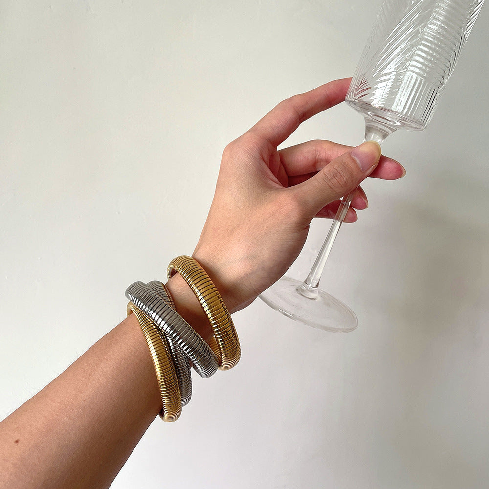 Wholesale 18K Stainless Steel Bracelets Elastic Snake Bone Bracelet ACC-BT-ChengBing002