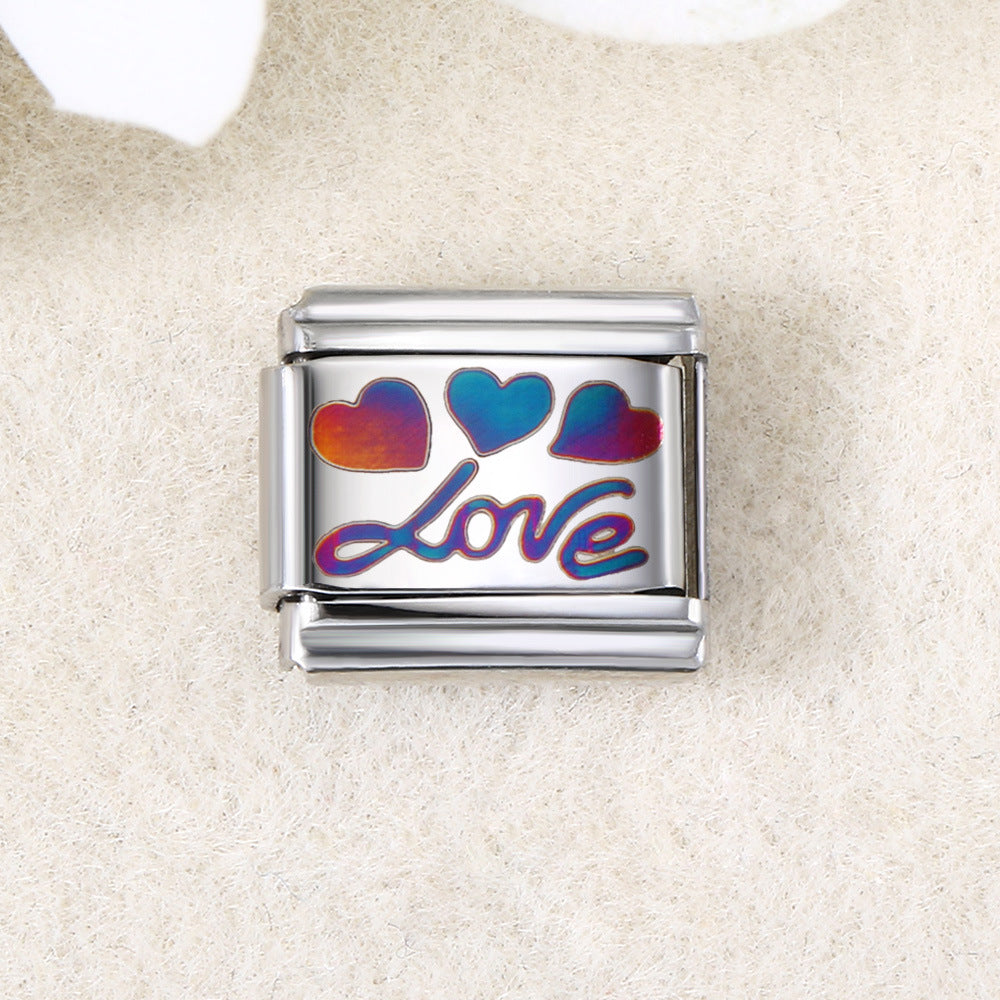 Wholesale  Italian Charm Bracelet 9mm DIY UV laser Creative Stainless Steel Composable Bracelet