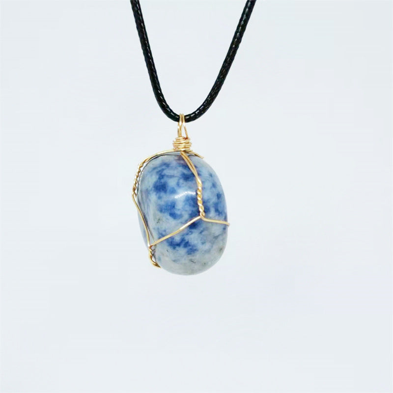 Wholesale Natural Stone Agate Wire Pendant Handmade Wire Irregular Crystal Pendant Necklaces ACC-NE-Yinhai001