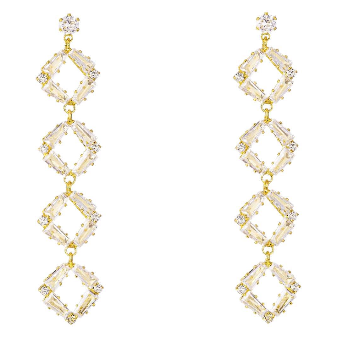 Wholesale Diamond Crystal Earrings S925 Silver Needle Elegant Long Tassel Earrings