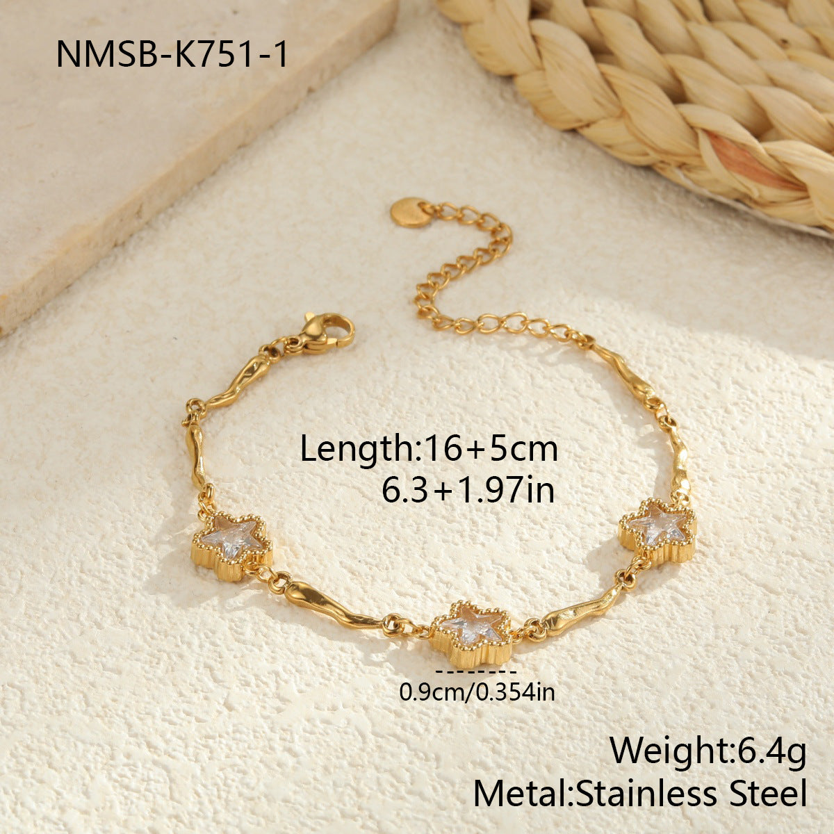 Wholesale Stainless steel colored zircon bracelet
