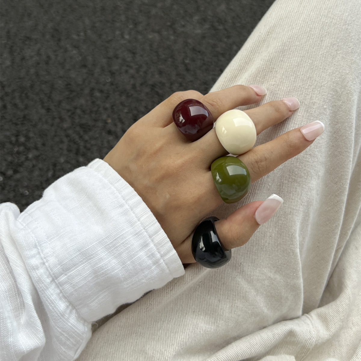 Wholesale Trendy Ombre Resin Wide Band Ring Women S Everyday Jewelry Accessory