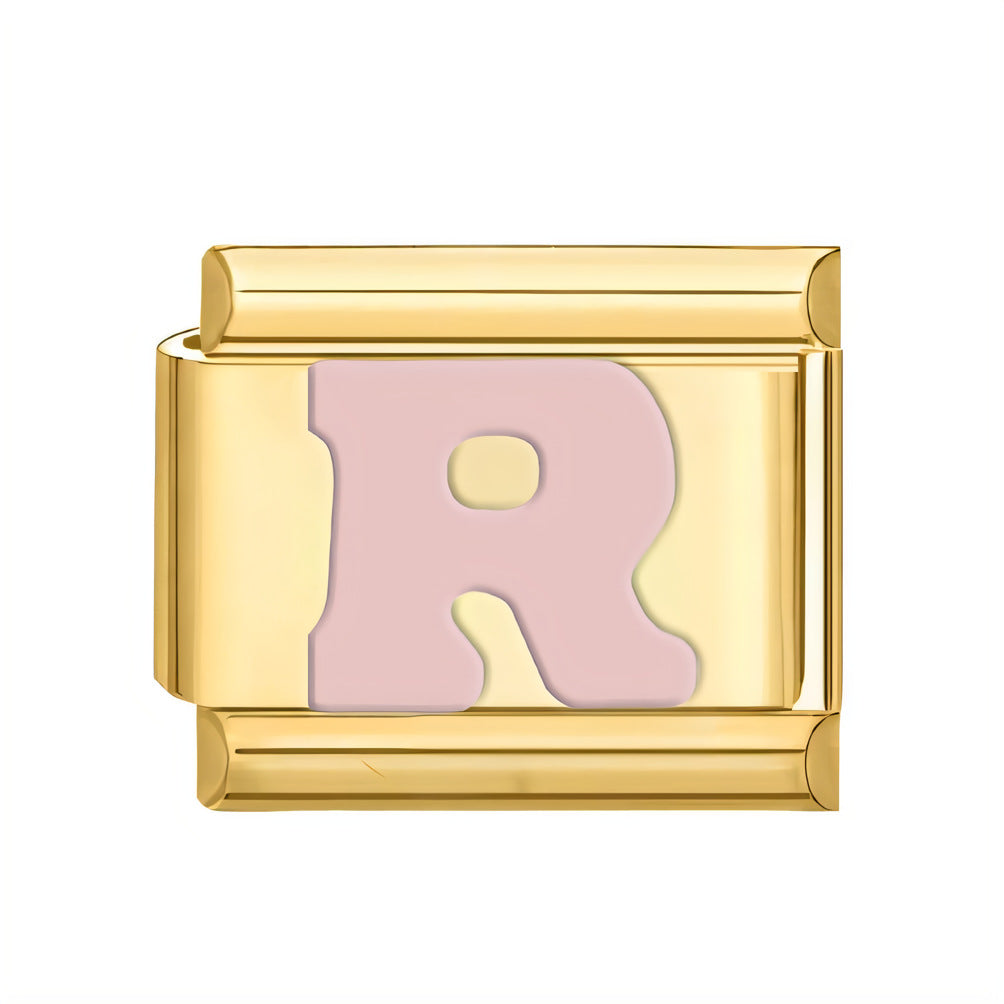 Wholesale ltalian Charms DlY Composable Bracelet Letter Module Stainless Steel DlY Bracelet