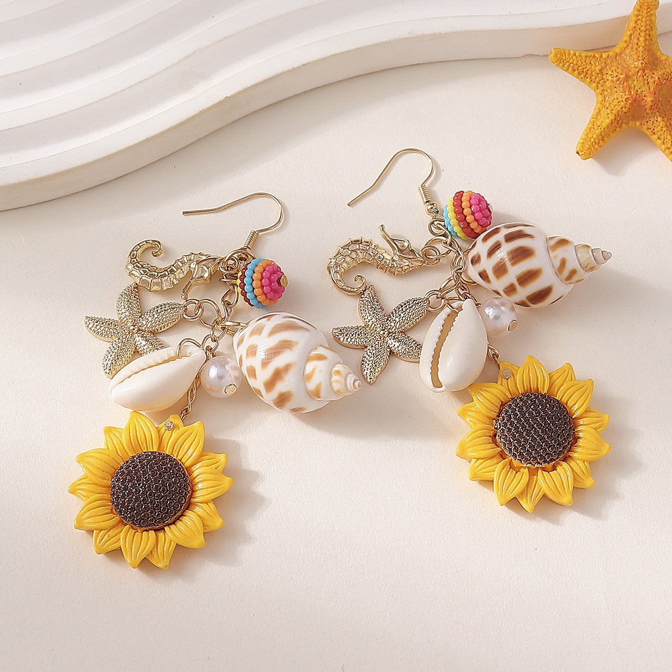 Wholesale Sunflower Shell Ocean Series Earrings