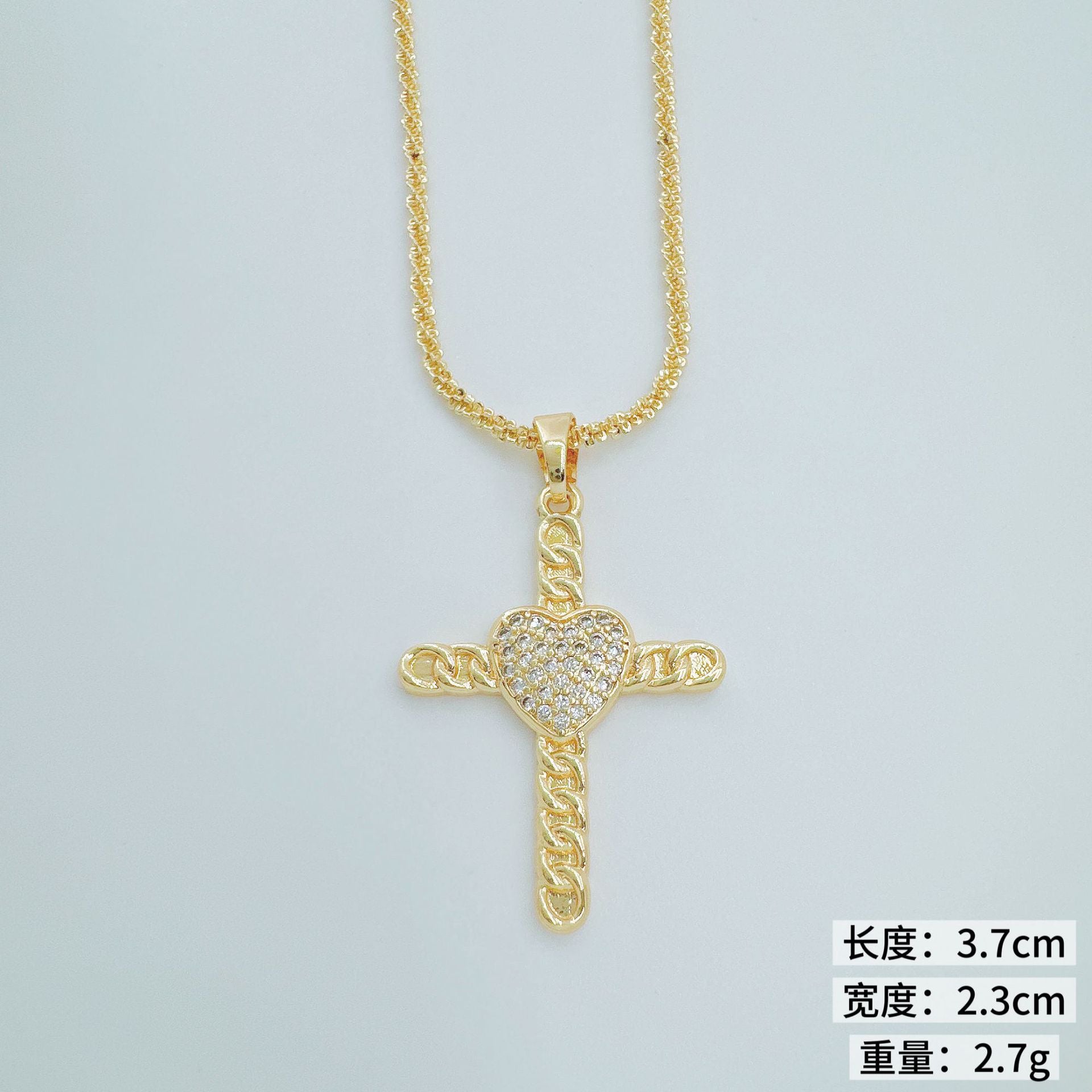 Wholesale Trendy Copper Gold Plated Zircon Pendant Necklace Fashion Accessory