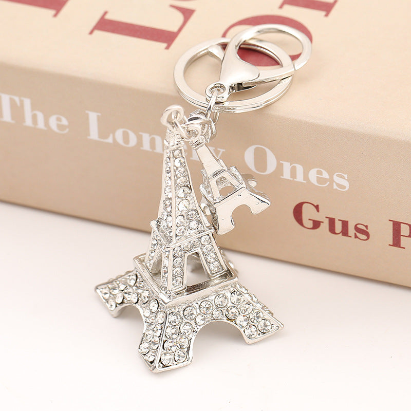 Wholesale Creative Rhinestone Paris Eiffel Tower Car Keychain