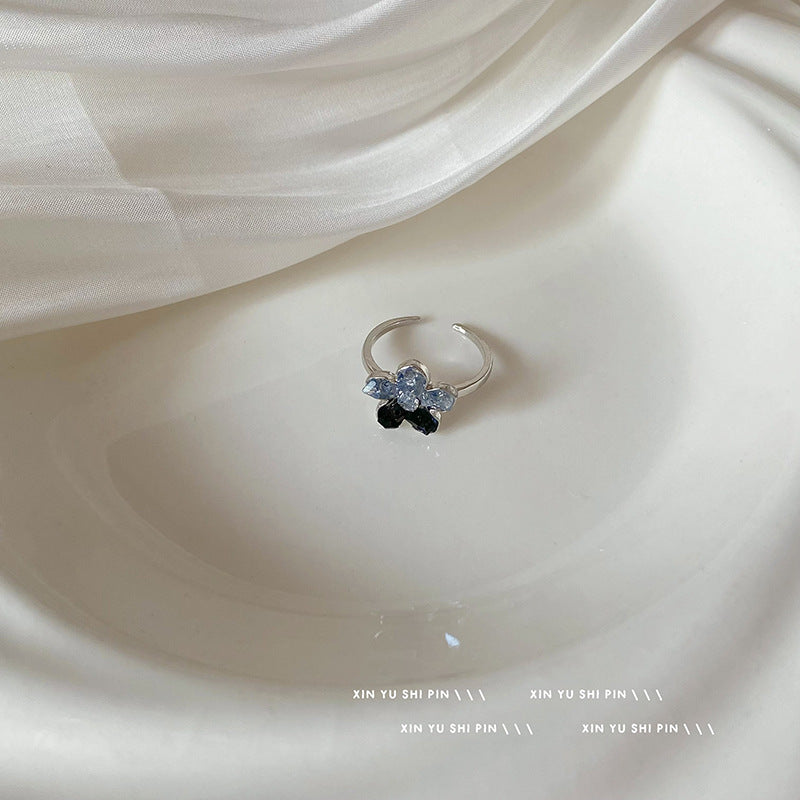 Wholesale Gradient Stone Flower Open Ring