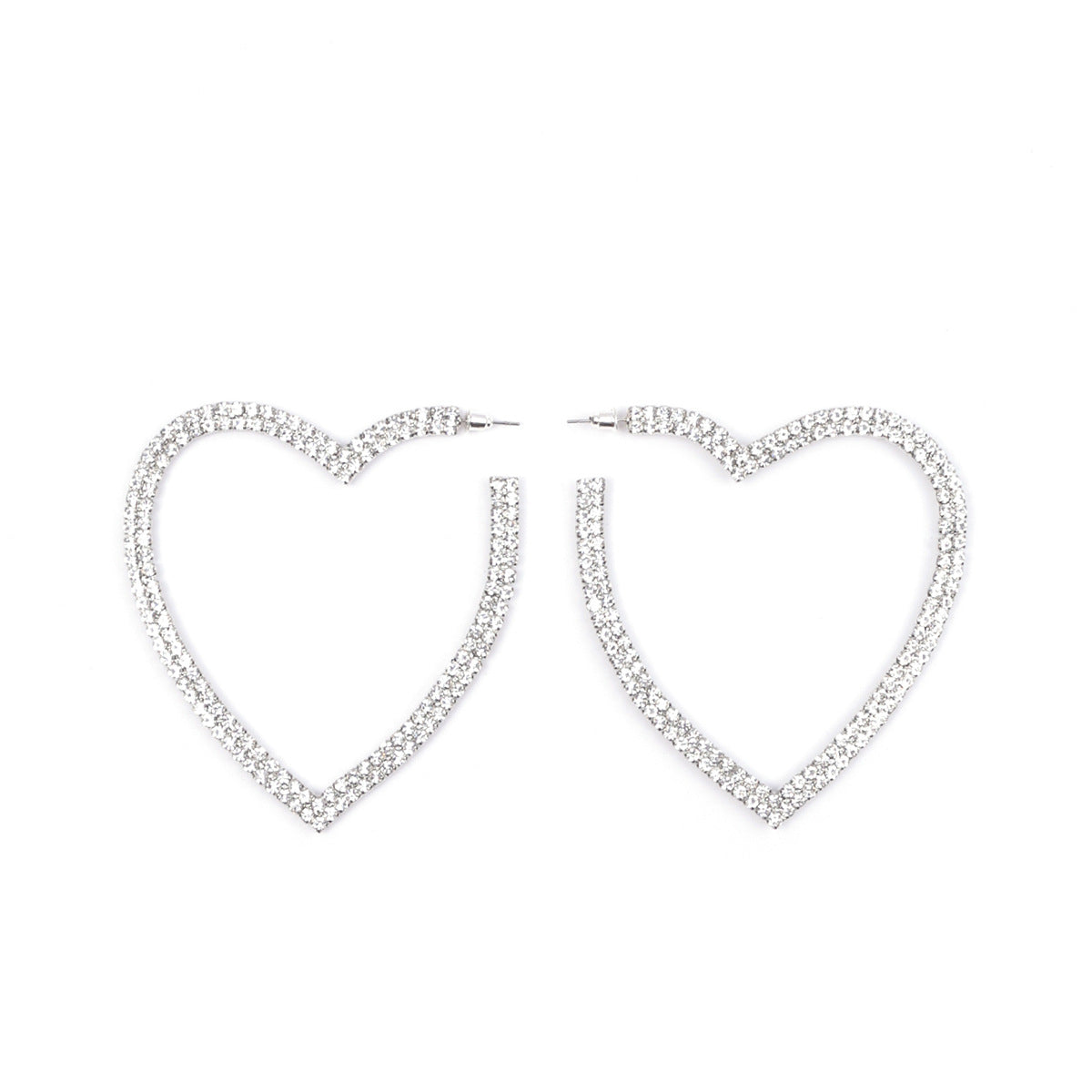 Wholesale personalized earrings alloy Diamond-embedded craft popular round big heart earrings