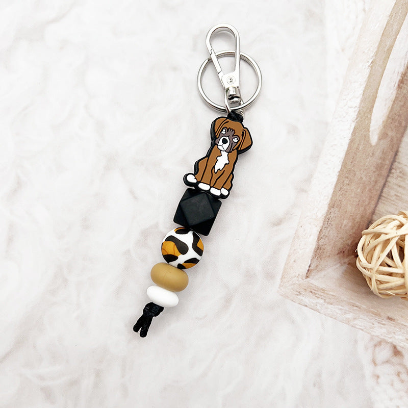 Wholesale Cute Puppy Silicone Beaded Keychain ACC-KC-JiuYa002