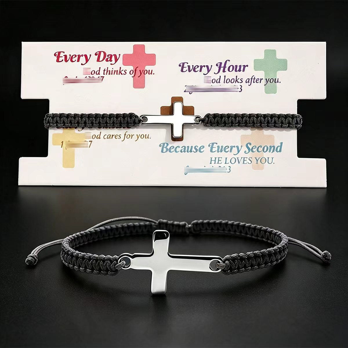Wholesale Red Handmade Woven Cross Bracelet Stainless Steel Unisex Couple Gift Fashion Accessory