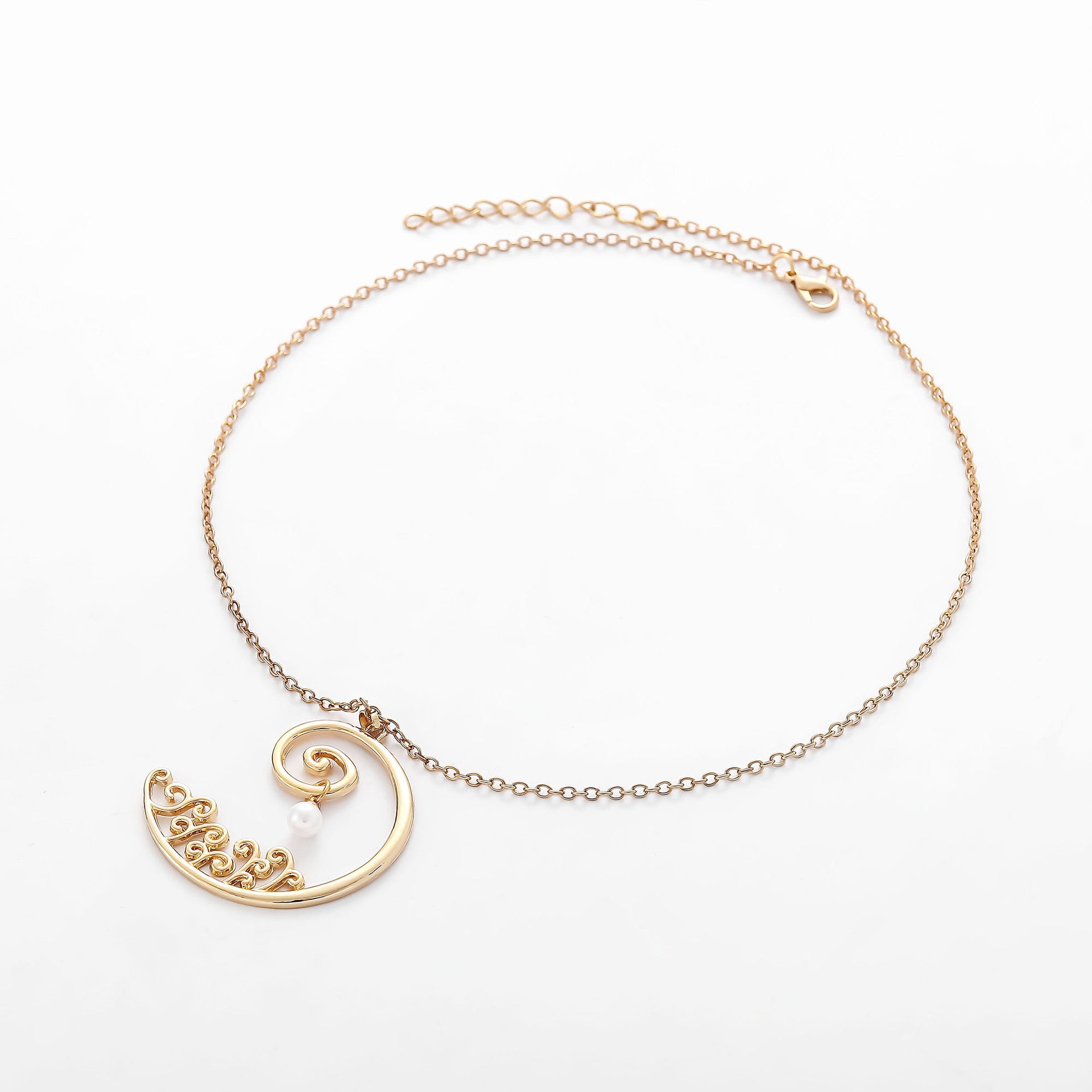 Wholesale Mother's Day Necklace Gold Pearl Pattern Pregnant Belly Button Shape Necklace