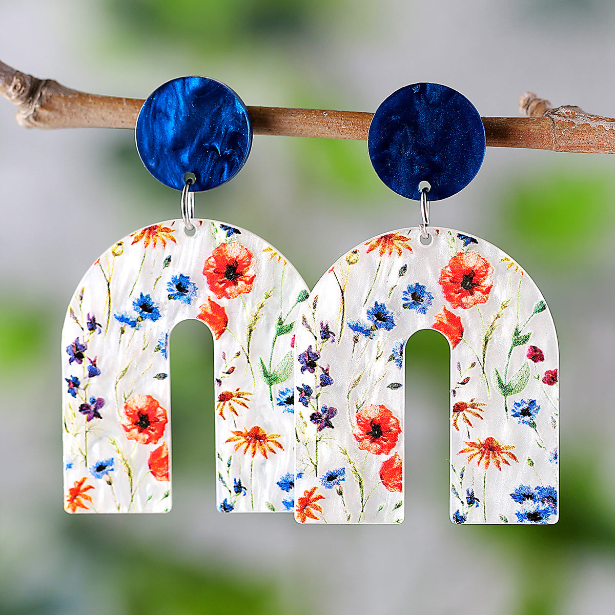Wholesale Colorful Flower Leaves Acrylic Pendant Earrings