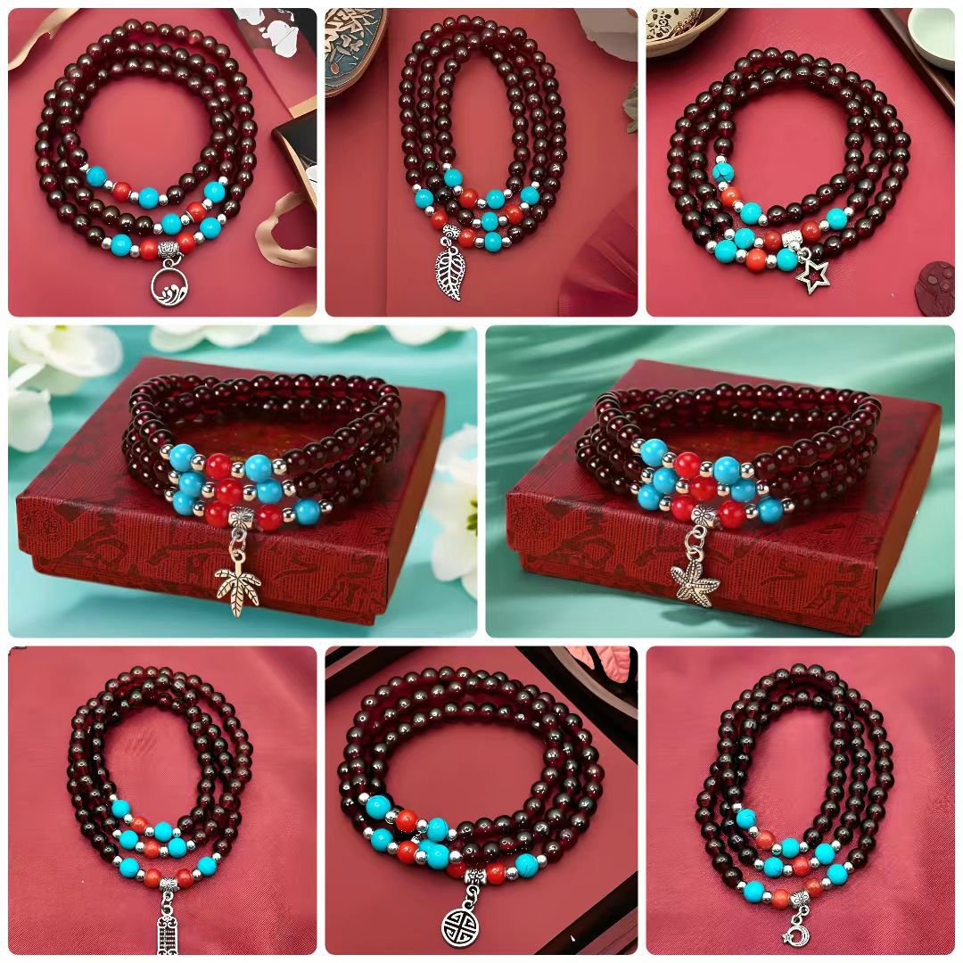 Wholesale Fashion Glass Bead Bracelet,  Ethnic Style Three-Ring Strand,  Travel Souvenir Jewelry Accessory