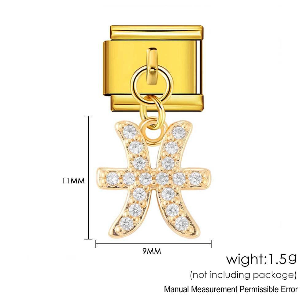 Wholesale 12 Zodiac Signs Rhinestone Pendant Bracelet Stainless Steel Fashion Jewelry Accessory Gift For Boutique Resale