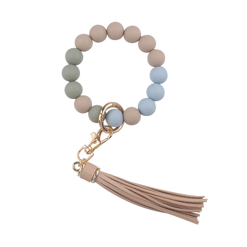 Wholesale Cartoon Solid Color Silicone Beaded Wrist Keychain ACC-KC-GuangTian060