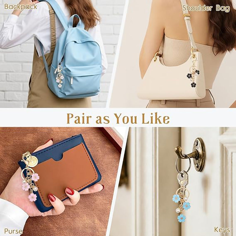 Wholesale Cute Pink Flower Keychain Women S Fashion Accessory Zinc Alloy Keyring Gift
