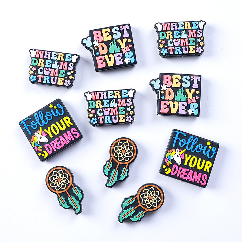 Wholesale 20pcs Dream Catcher Unicorn Silicone Beads Focal Beads DIY Beading Accessories ACC-BDS-RongFa003