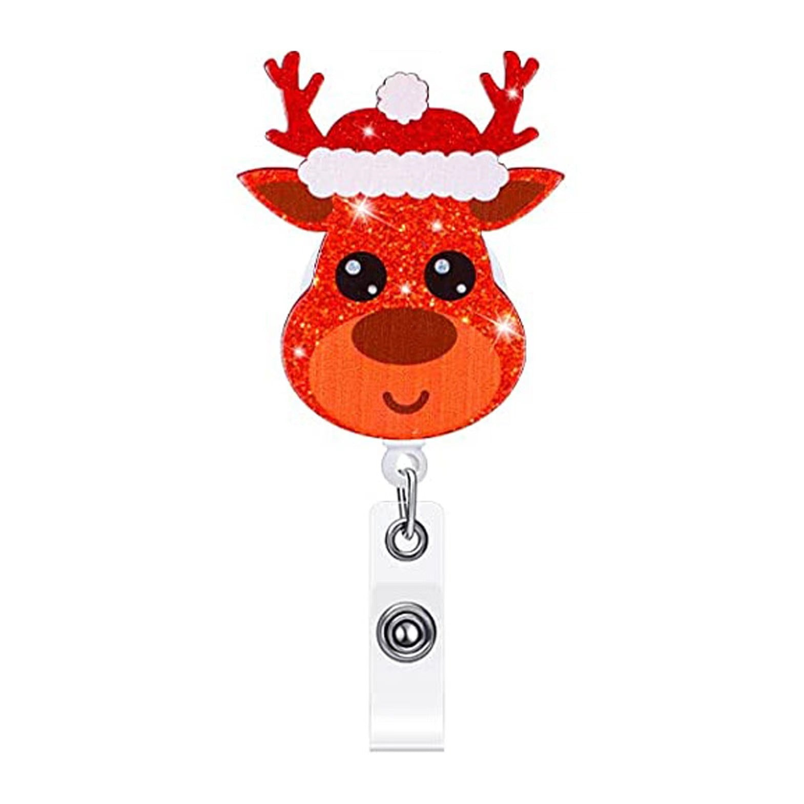 Wholesale Christmas Tree Holiday Glitter Badge Clip Retractable Keychain ACC-KC-LingYu011