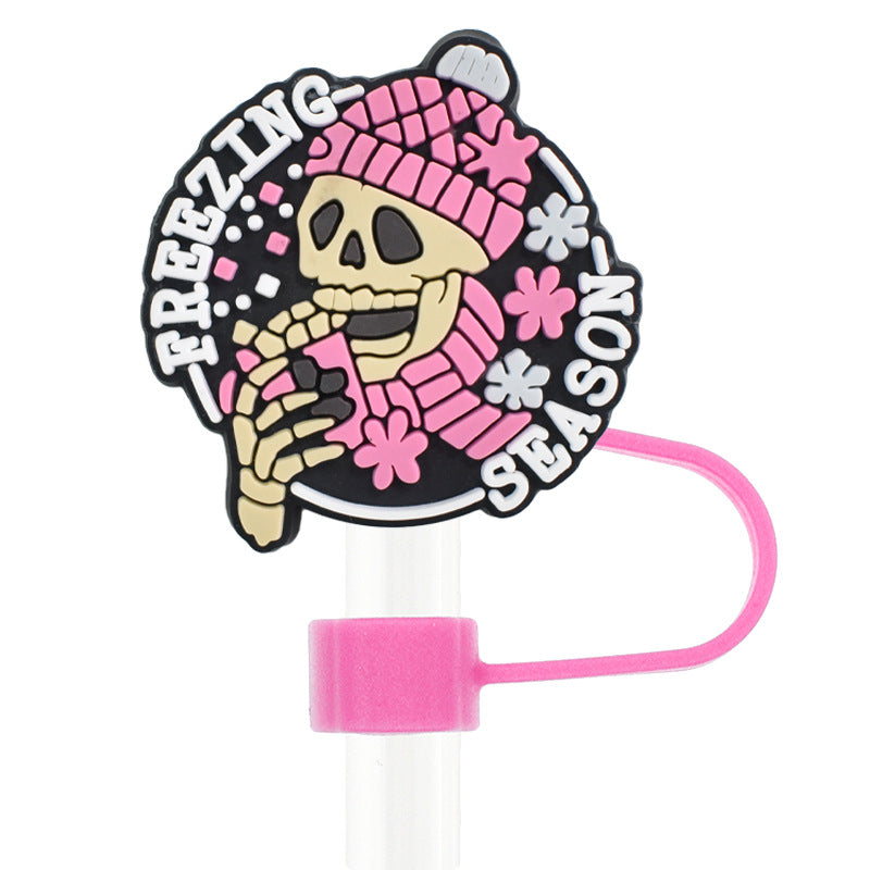 Wholesale Random 100pcs Christmas 10mm PVC Soft Straw Tube Cap ACC-SCR-RYY091