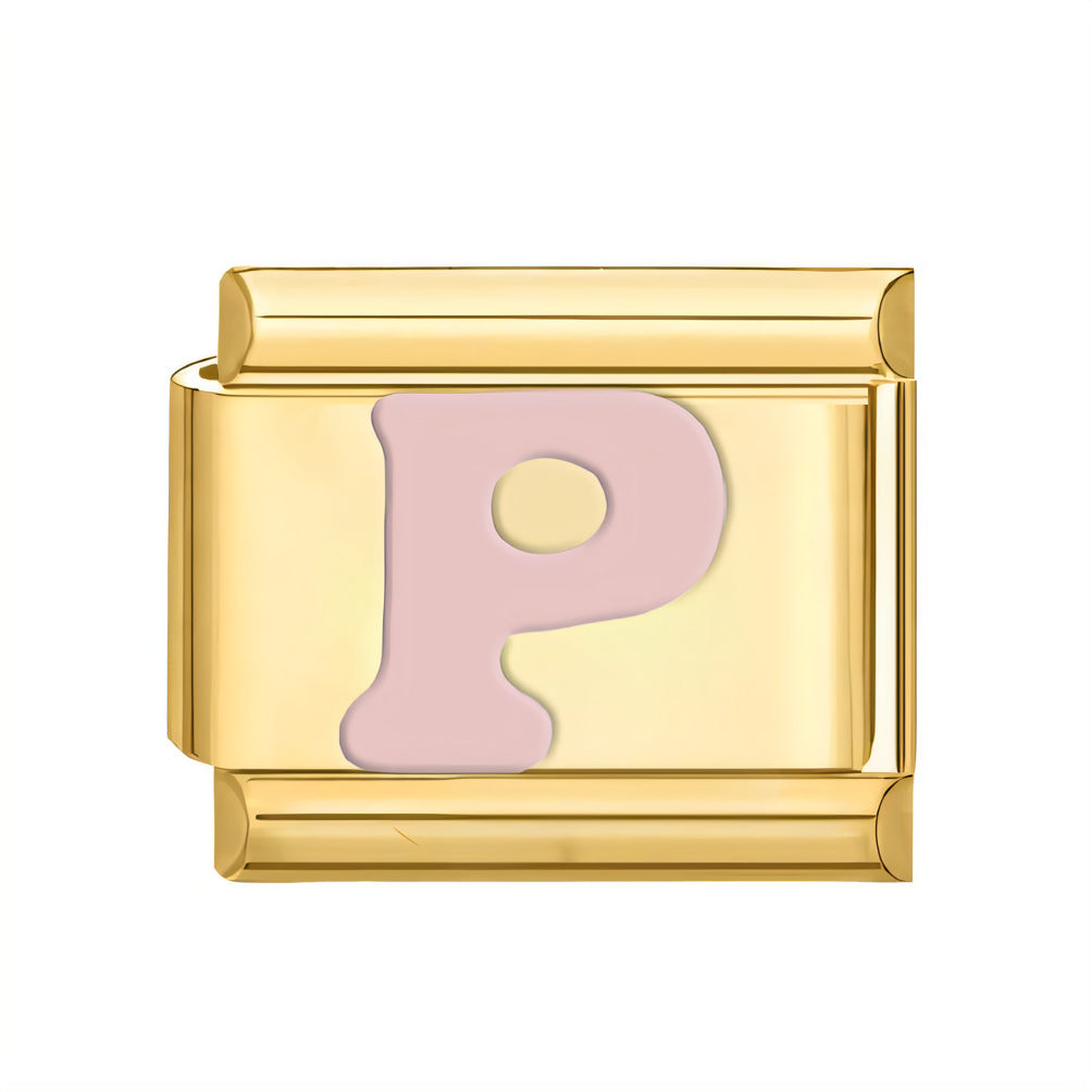 Wholesale ltalian Charms DlY Composable Bracelet Letter Module Stainless Steel DlY Bracelet