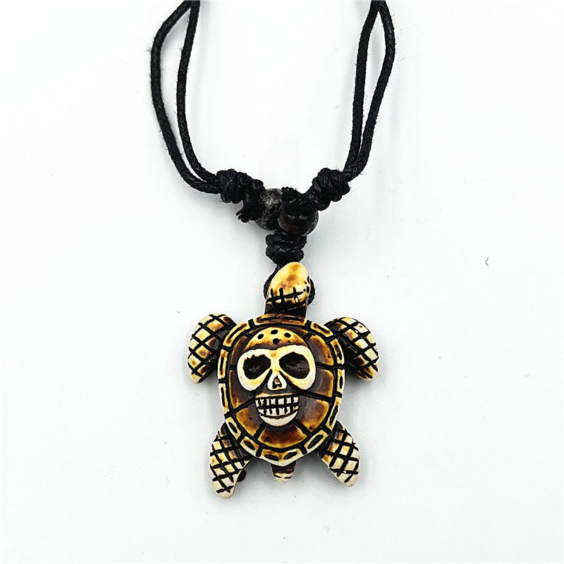 Wholesale Vintage Turtle Necklace Carved Turtle Pendant Resin Sweater Chain ACC-NE-ShuangDe001
