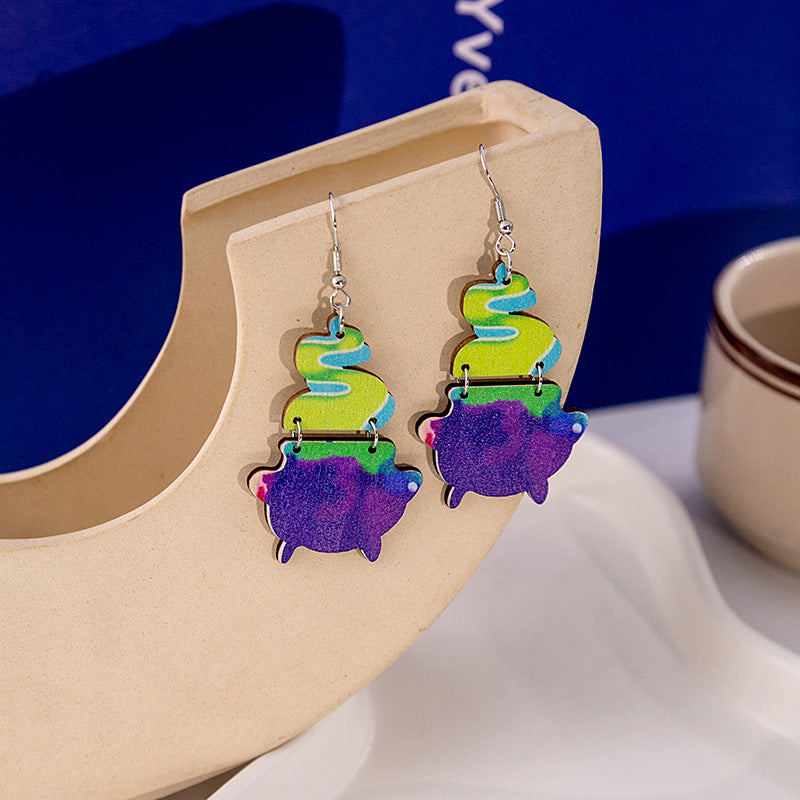 Wholesale   Wooden Pumpkin Earrings