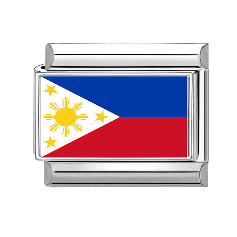 Wholesale 9mm Italian Charm Starter Bracelets DIY Flag Series Stainless Steel Composable Bracelet