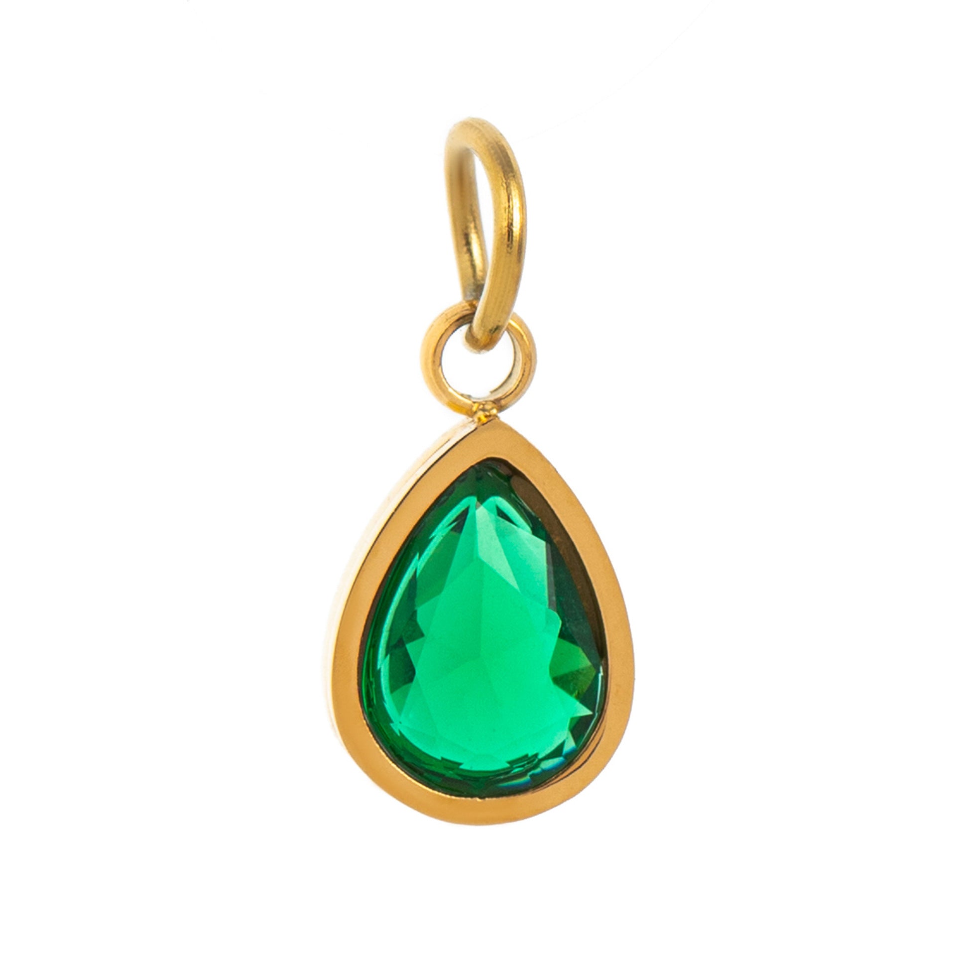 Wholesale Stainless steel electroplated 18K gold 12 birthstone adjustable pendant necklace