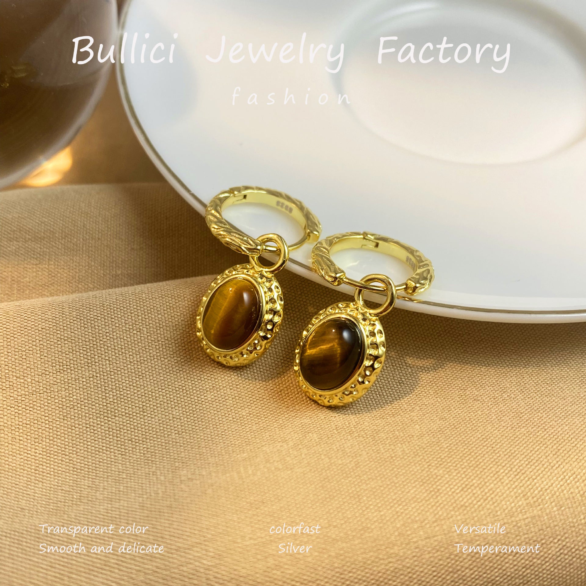 Wholesale s925 sterling silver earrings tiger eye earrings