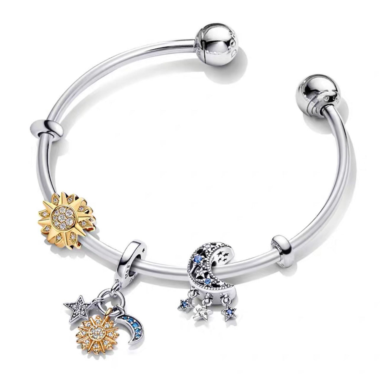 Wholesale S925 Sterling Silver Blue Ocean Star Language Star Valentine's Day Bracelet